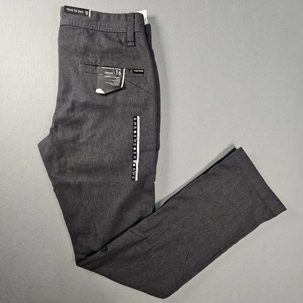 Volcom Frickin Modern Stretch Chino Pants Mens 29x34 Charcoal Gray NWT A1131807